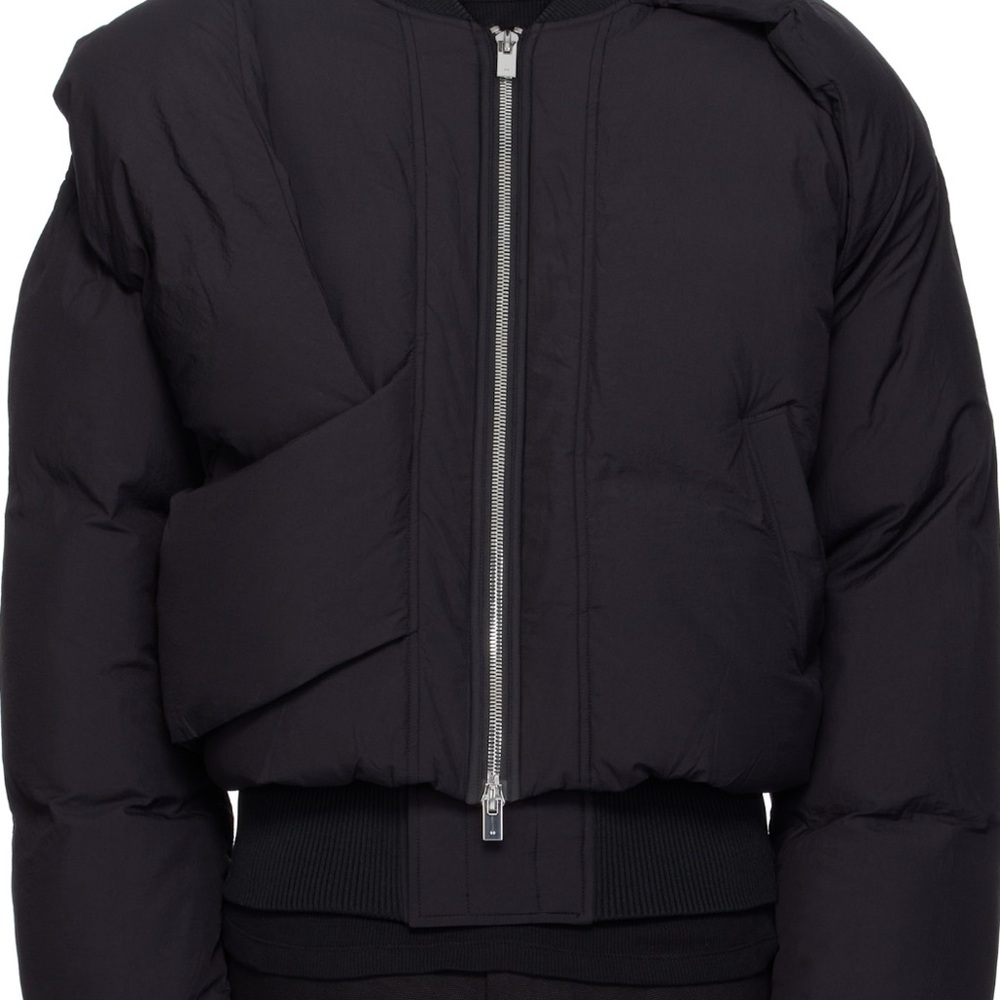 Heliot Emil Black Men's Puffer Jacket with Front Zip